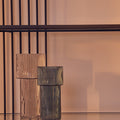 Large Ribbed Grey Glass Vase
