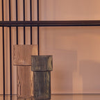 Large Ribbed Grey Glass Vase