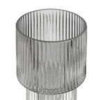 Large Ribbed Grey Glass Vase