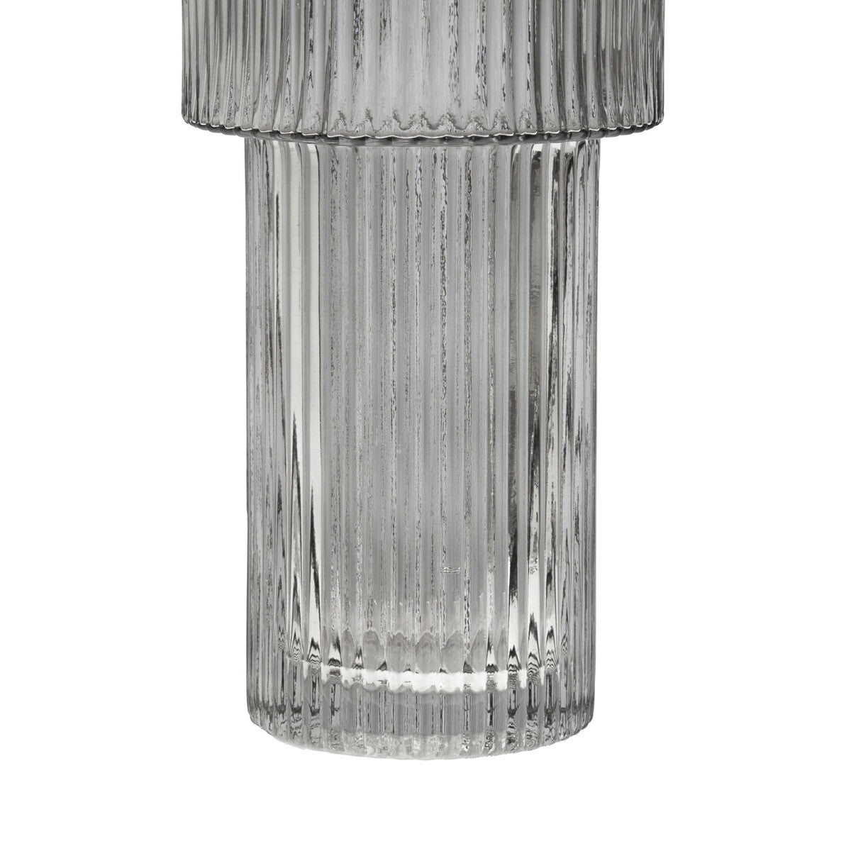 Large Ribbed Grey Glass Vase