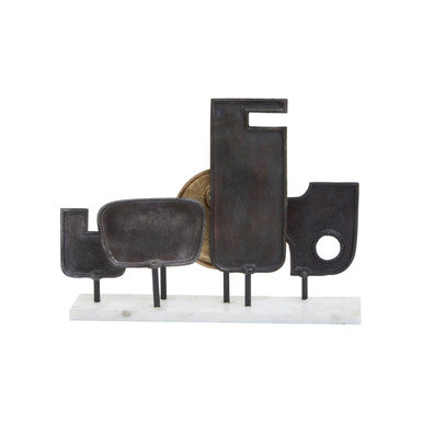 Large Assorted Colour Metal Sculpture on Marble Base