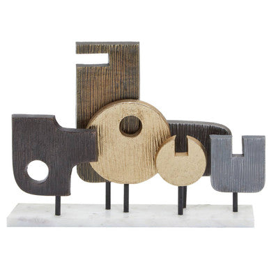Large Assorted Colour Metal Sculpture on Marble Base