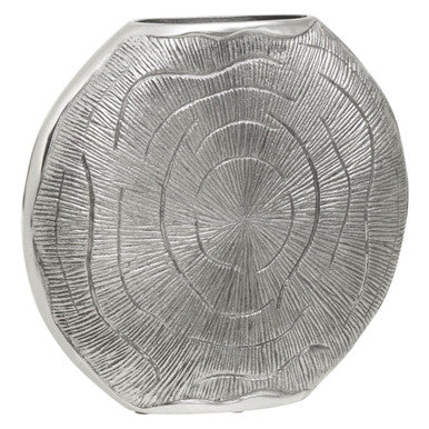 Large Oak Effect Silver Finish Vase