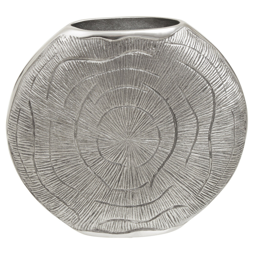 Large Oak Effect Silver Finish Vase