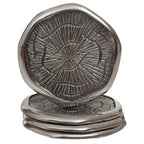 Set of 4 Oak Effect Silver Top Coasters