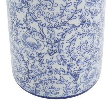 Blue and White Floral Small Ceramic Jar