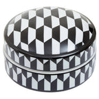 Small Black and White Geometric Print Ceramic Trinket Box
