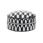 Small Black and White Geometric Print Ceramic Trinket Box