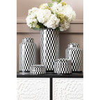 Small Black and White Geometric Print Ceramic Trinket Box