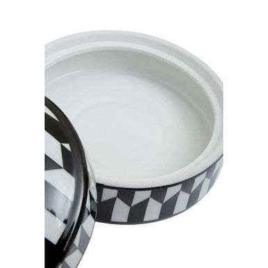 Small Black and White Geometric Print Ceramic Trinket Box