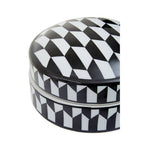 Small Black and White Geometric Print Ceramic Trinket Box
