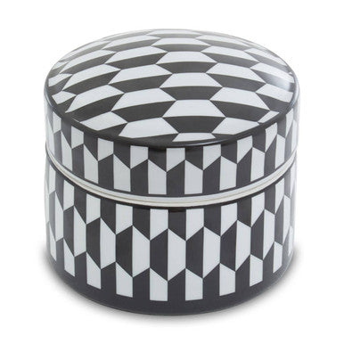 Large Black and White Geometric Print Ceramic Trinket Box