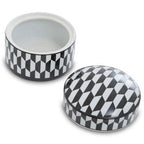 Large Black and White Geometric Print Ceramic Trinket Box