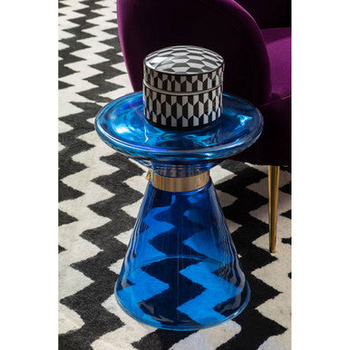 Large Black and White Geometric Print Ceramic Trinket Box