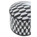 Large Black and White Geometric Print Ceramic Trinket Box
