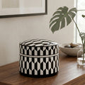 Large Black and White Geometric Print Ceramic Trinket Box