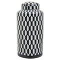 Large Black and White Geometric Print Ceramic Jar