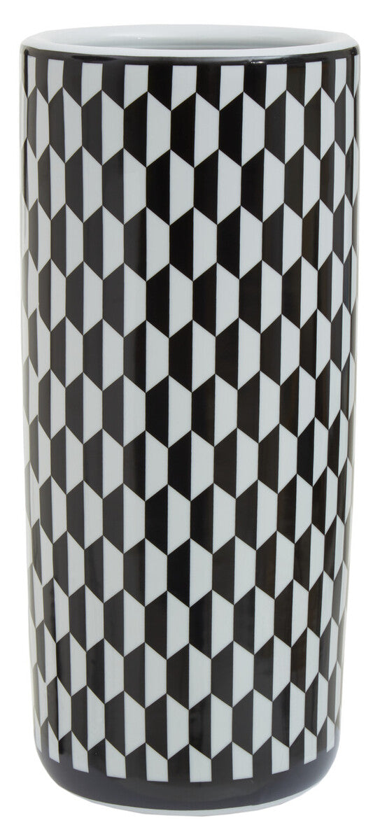 Black and White Geometric Print Ceramic Umbrella Stand