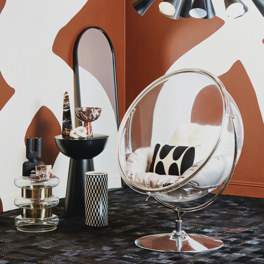 Black and White Geometric Print Ceramic Umbrella Stand
