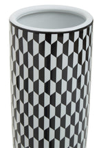 Black and White Geometric Print Ceramic Umbrella Stand
