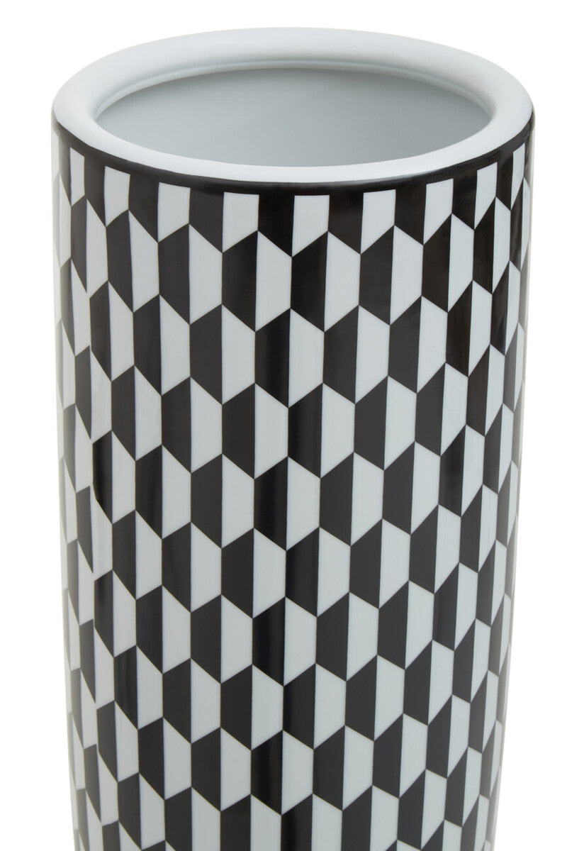 Black and White Geometric Print Ceramic Umbrella Stand