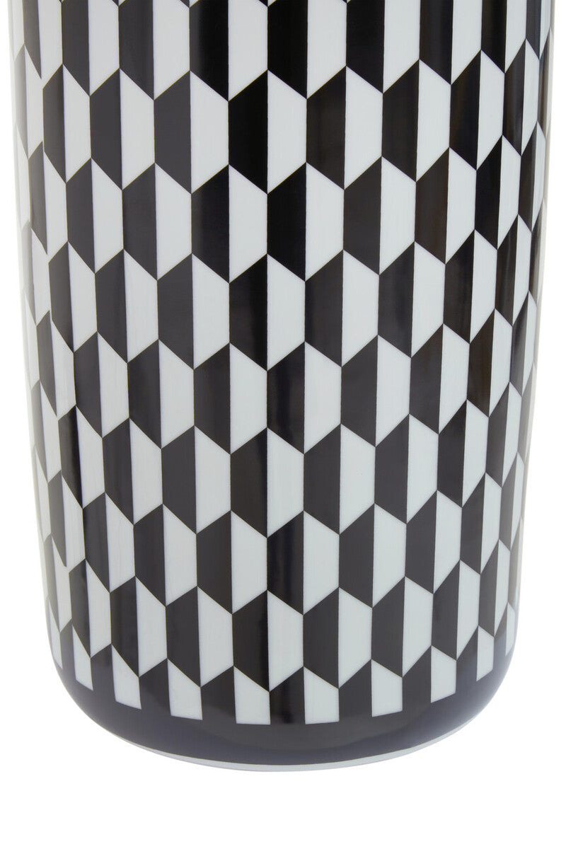 Black and White Geometric Print Ceramic Umbrella Stand