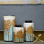 Hexagonal Gold Artwork Large Jar