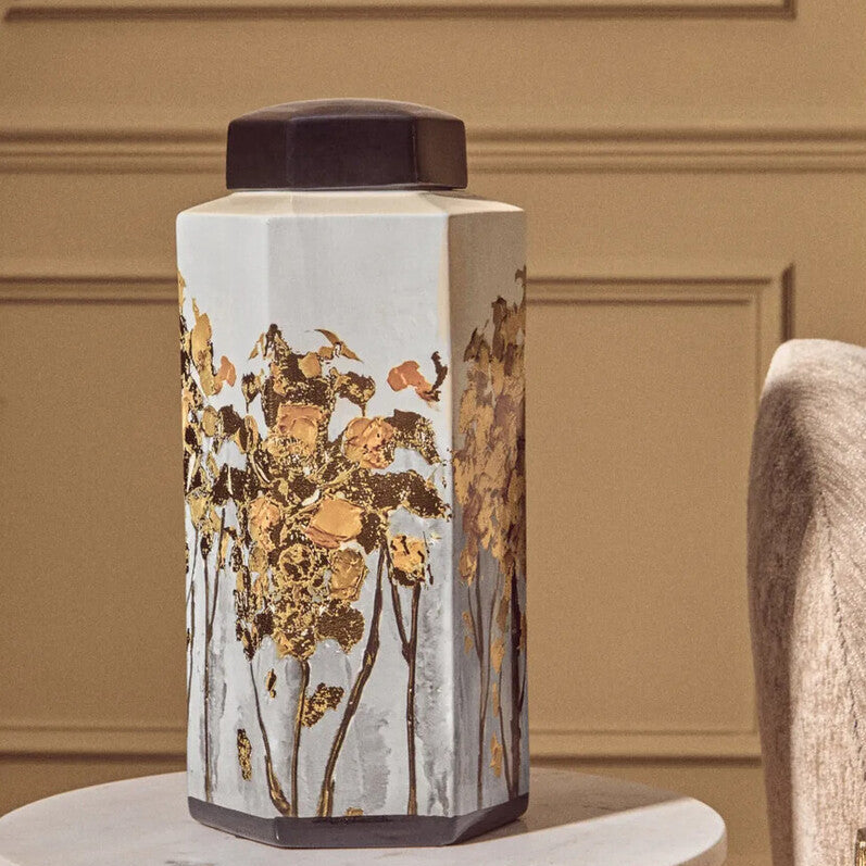 Hexagonal Gold Artwork Large Jar