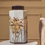 Hexagonal Gold Artwork Large Jar