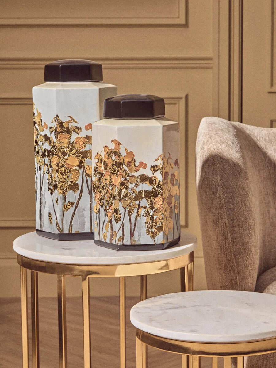 Hexagonal Gold Artwork Large Jar