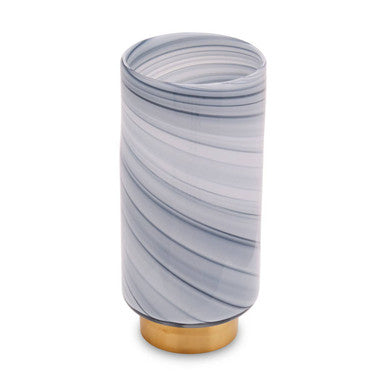 Gold Base Large Grey Glass Vase