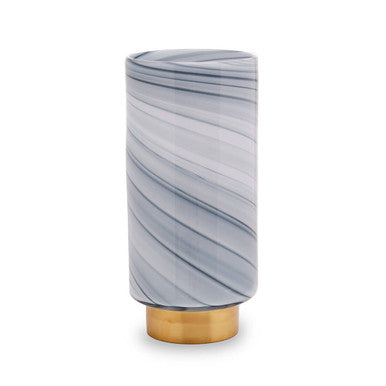 Gold Base Large Grey Glass Vase