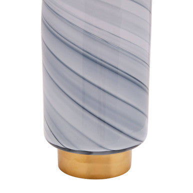 Gold Base Large Grey Glass Vase