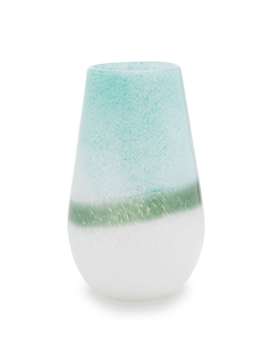 Small Turquoise and White Ombre Vase