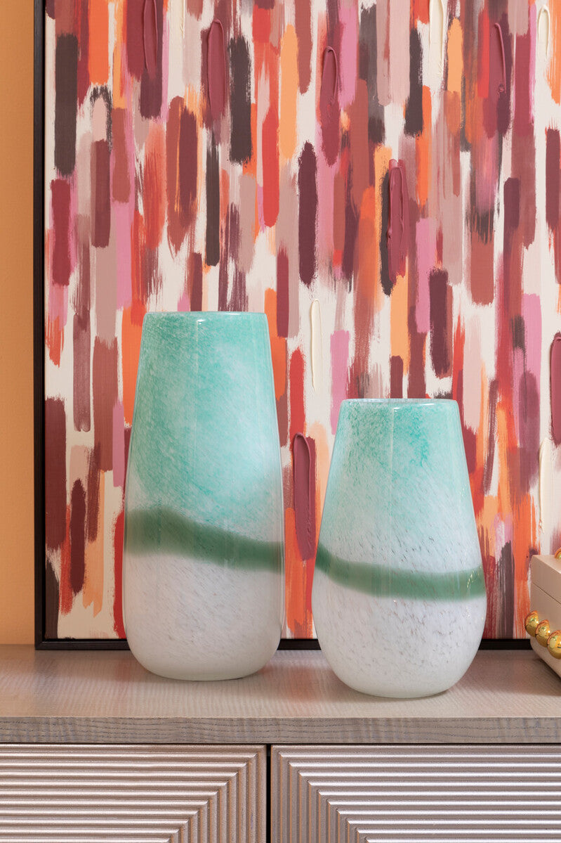 Small Turquoise and White Ombre Vase
