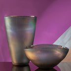 Iridescent Large Grey Glass Vase