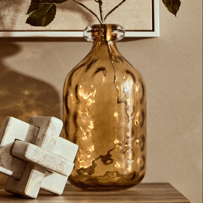 Amber Tall Glass Bottle Vase