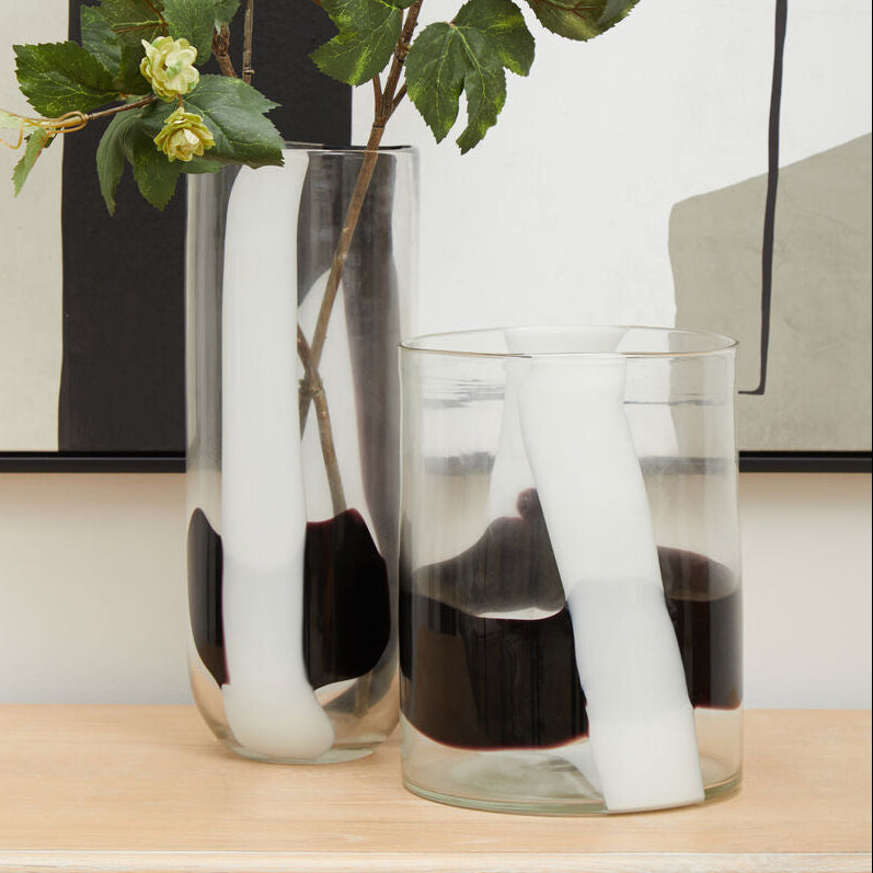 Large Glass Vase with Abstract Pattern