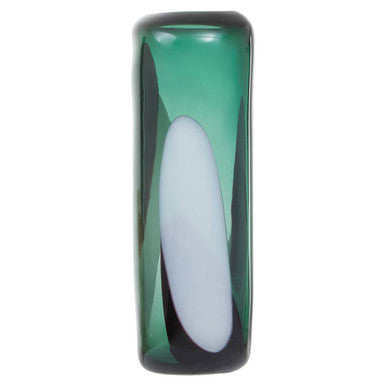 Large Green Glass Vase with Abstract Pattern