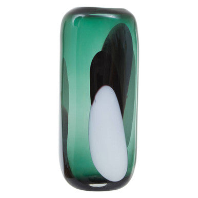 Large Green Glass Vase with Abstract Pattern