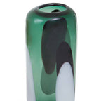 Large Green Glass Vase with Abstract Pattern