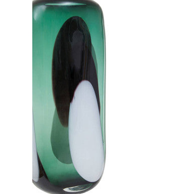 Large Green Glass Vase with Abstract Pattern