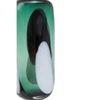 Large Green Glass Vase with Abstract Pattern