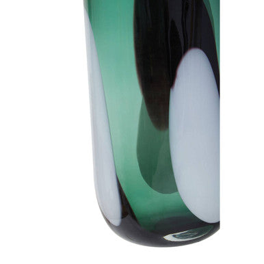 Large Green Glass Vase with Abstract Pattern