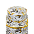 Large Leaf Design Ceramic Jar