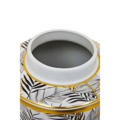Large Leaf Design Ceramic Jar