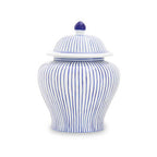 Small White and Blue Ceramic Jar