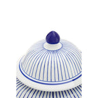 Small White and Blue Ceramic Jar