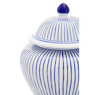 Small White and Blue Ceramic Jar