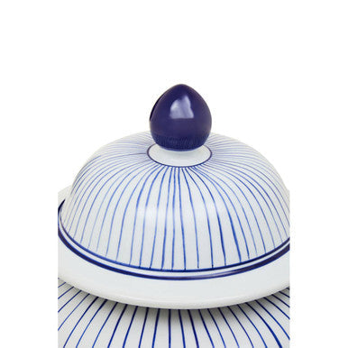 Large White and Blue Ceramic Jar